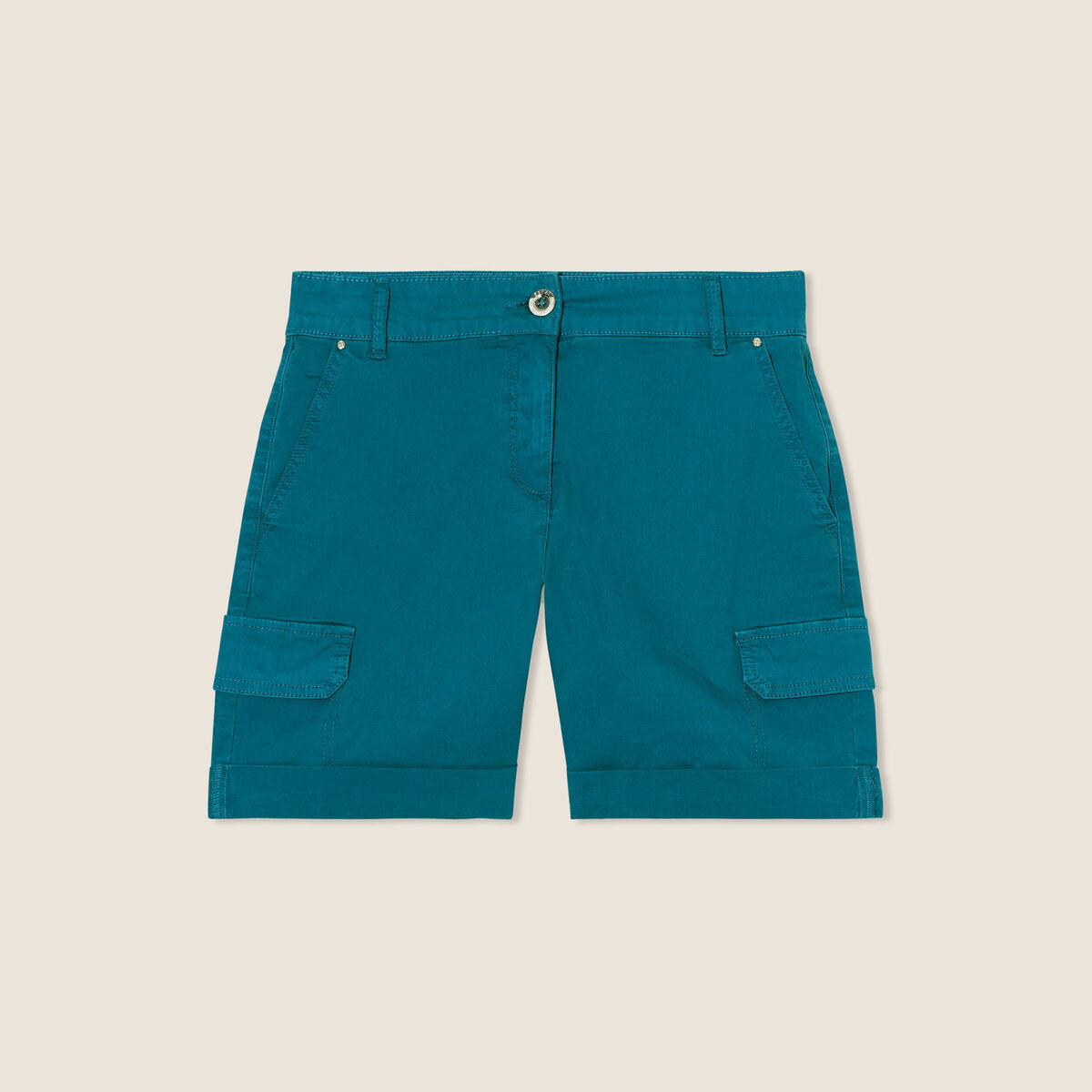 Short ajust&eacute; &agrave; rabats vert femme