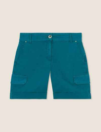 Short ajusté à rabats vert femme