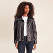 Veste ample col camionneur doubl&eacute;e noir femme