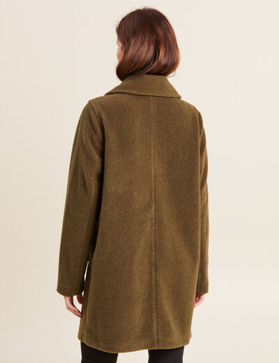 Manteau boutonnage croisé marron foncé femme