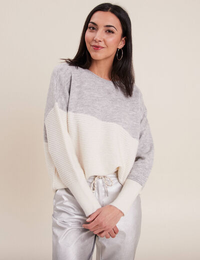 Pull manches longues gris femme