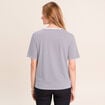 T-shirt droit broderie manches courtes bleu femme