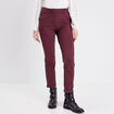 Pantalon ajusté taille basculée bordeaux femme