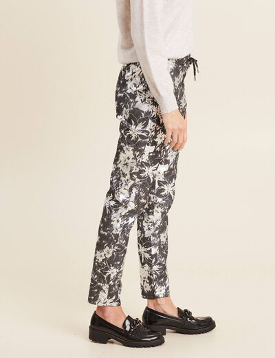 Pantalon ajusté à coulisse noir femme
