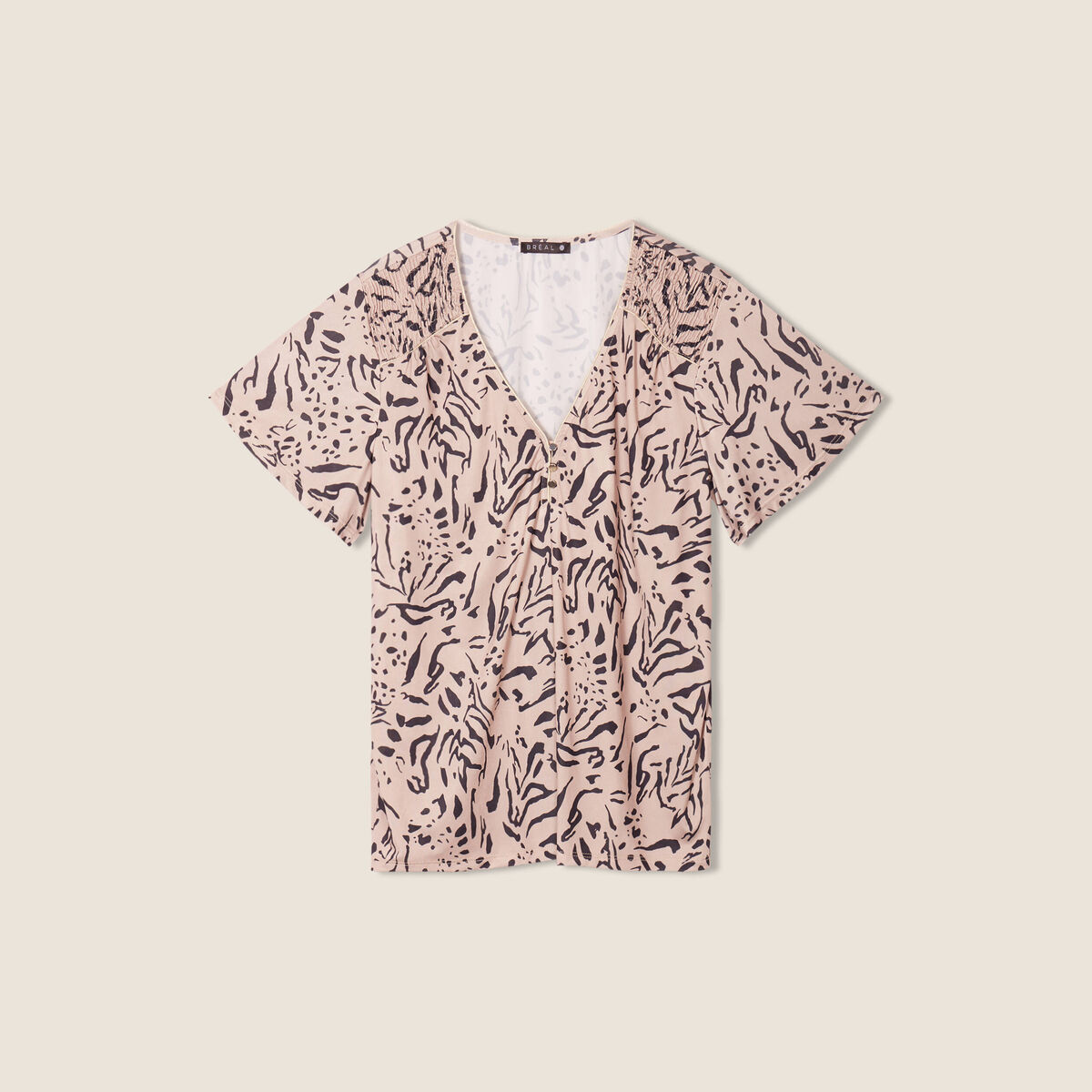 T-shirt manches courtes beige femme