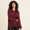 Blouse ample col rond satin&eacute;e bordeaux femme
