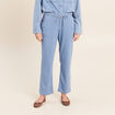 Jogging large 7/8&egrave;me en maille denim bleach femme