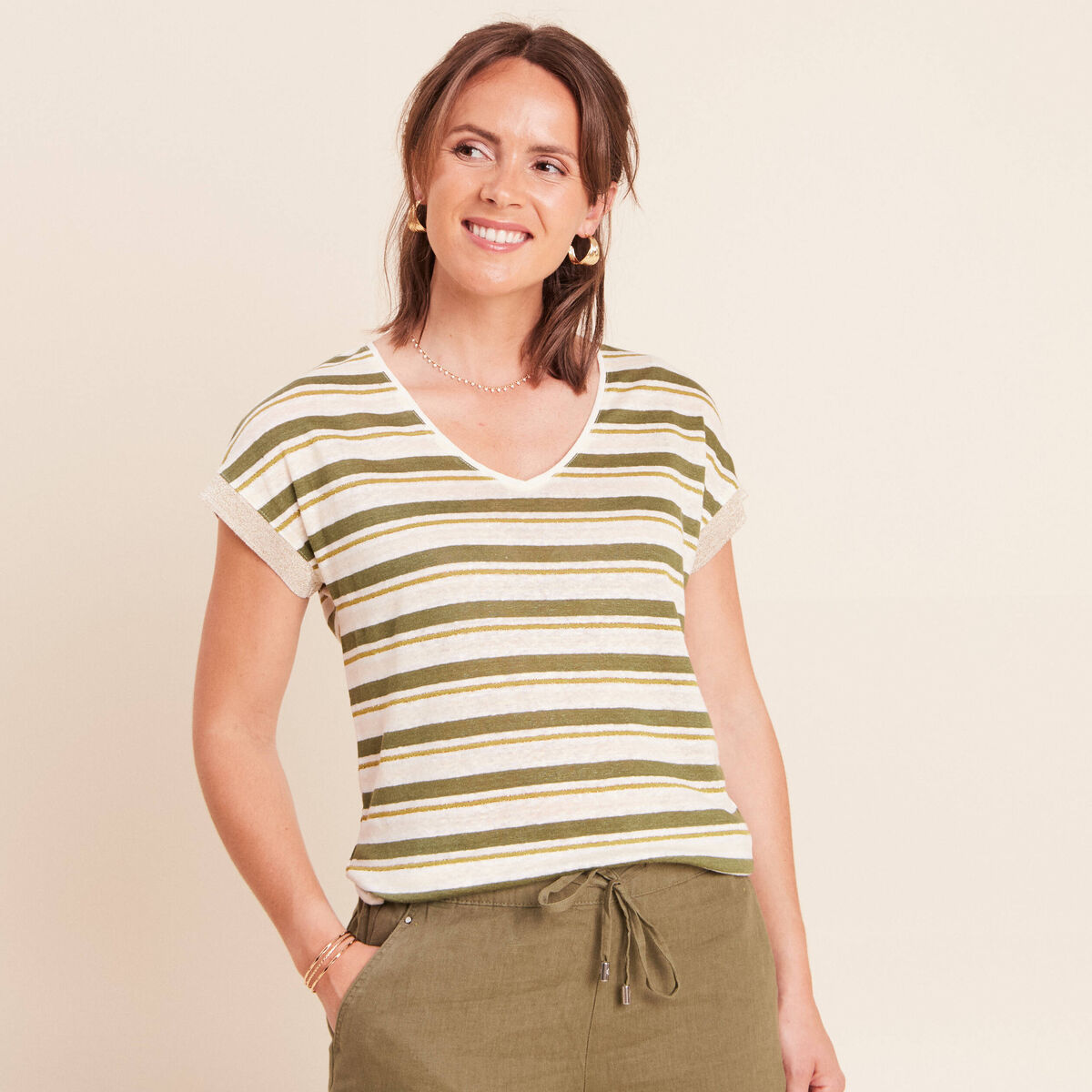 T-shirt manches courtes vert femme