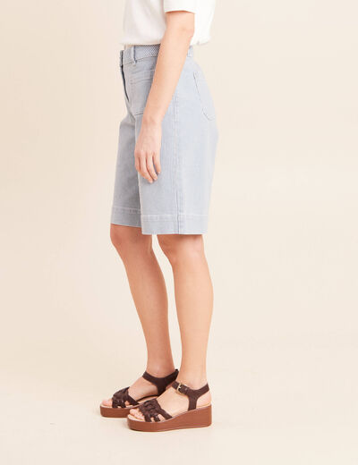 Bermuda casual taille haute bleu femme