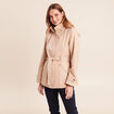 Parka droite ceintur&eacute;e beige femme