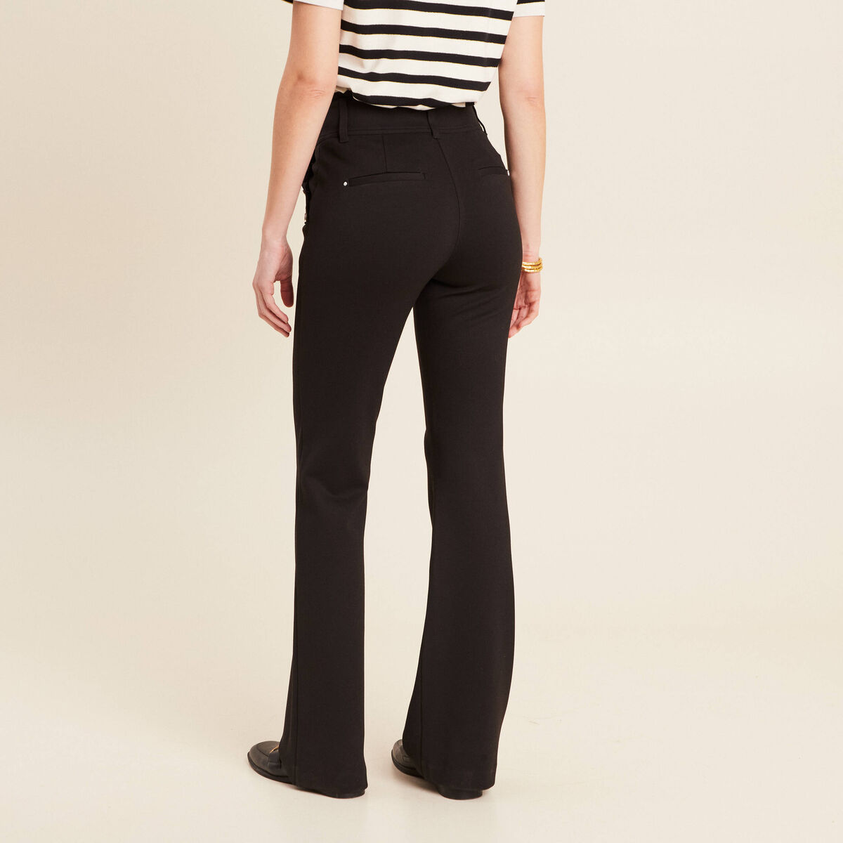Pantalon bootcut à pont noir femme