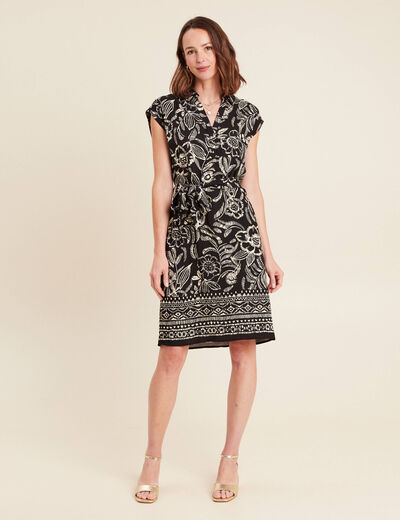 Robe droite courte sans manches noir femme