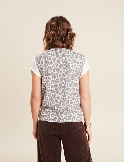 Pull sans manches ecru femme