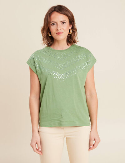 T-shirt manches courtes vert femme