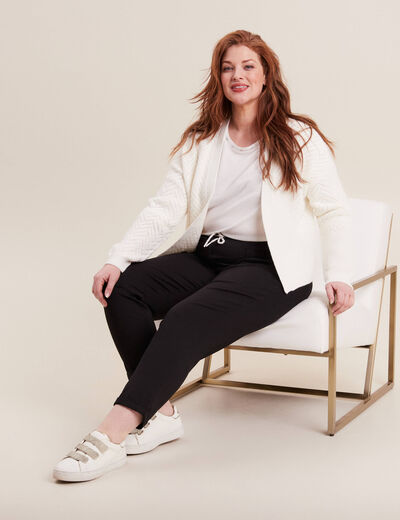 Pantalon coupe droite à coulisse vert foncé femme