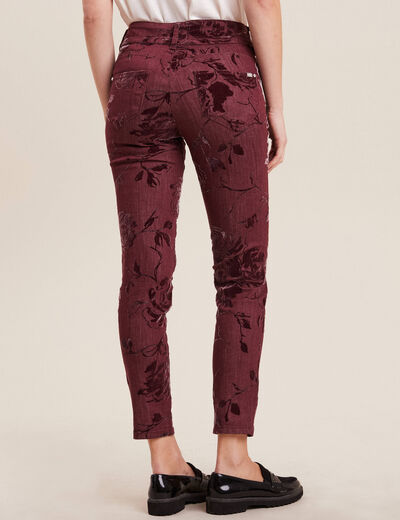 Jean ajusté taille standard bordeaux femme