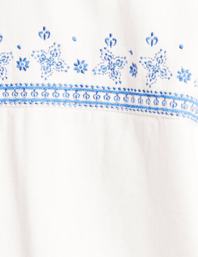 Surchemise brodée en jean blanc femme