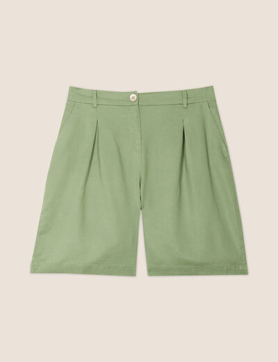 Short droit à pinces vert olive femme