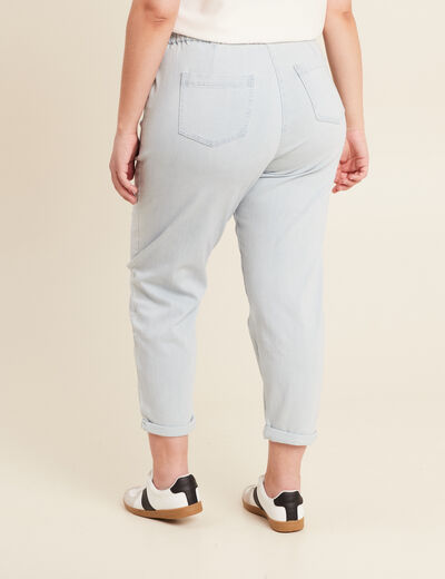 Jean large à coulisse denim bleach femme