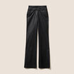 Pantalon bootcut enduit taille haute noir femme