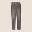 Jean coupe ajust&eacute;e long gris femme