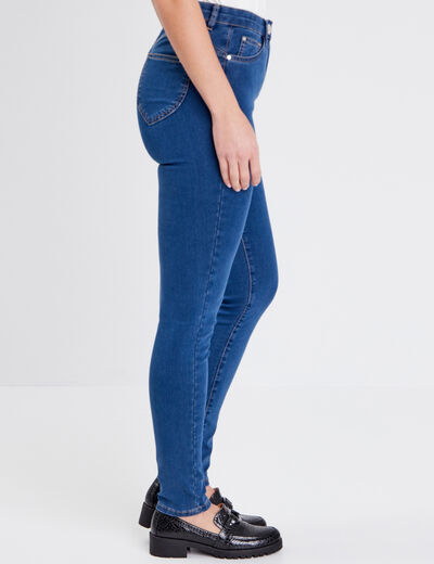 Jeans léger taille haute long denim double stone femme