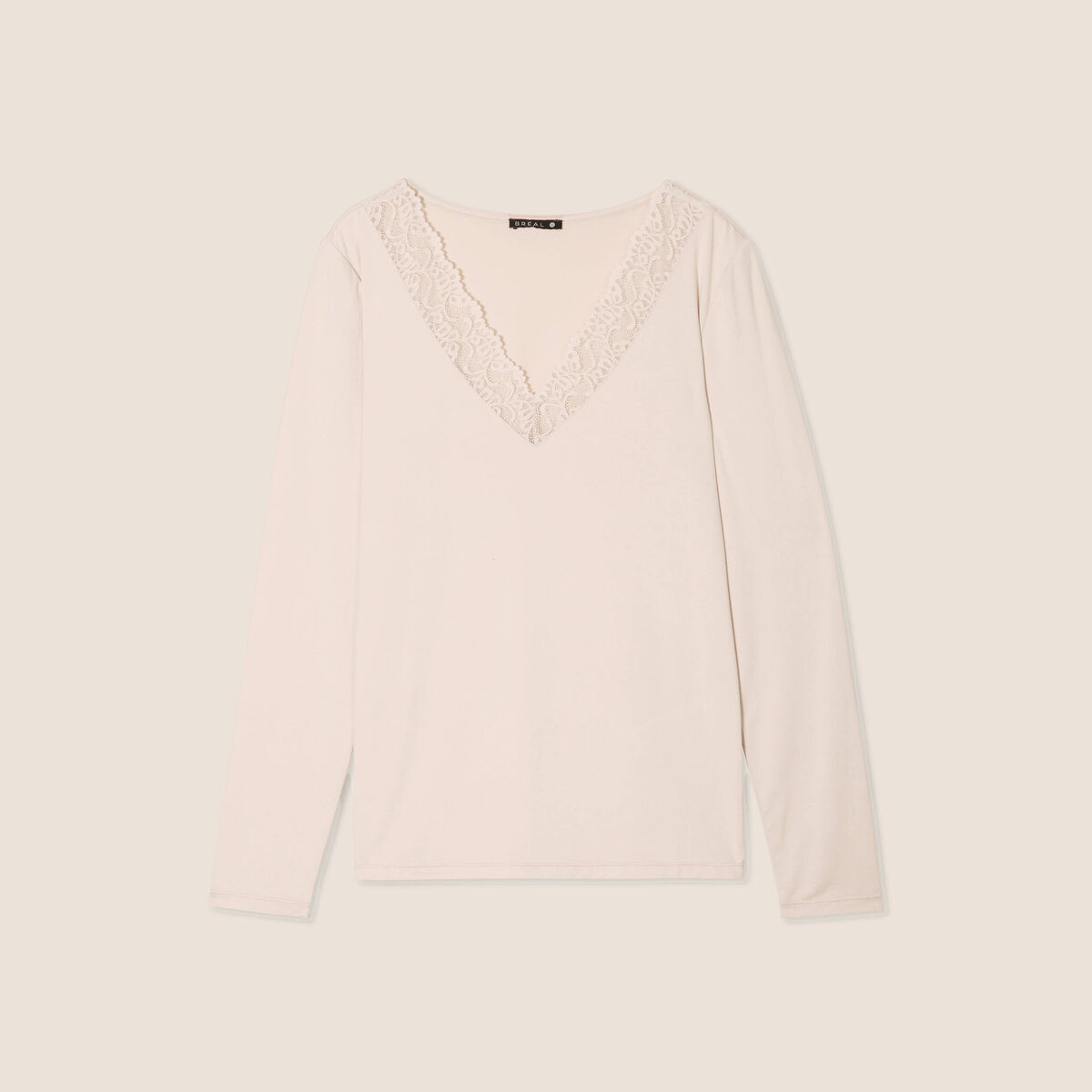 T-shirt thermo-douceur manches longues beige femme