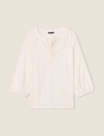 Blouse manches 3/4 ecru femme