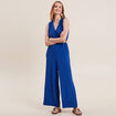 Combinaison pantalon fluide bleu electrique femme