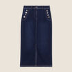 Jupe longue droite en jean denim brut femme