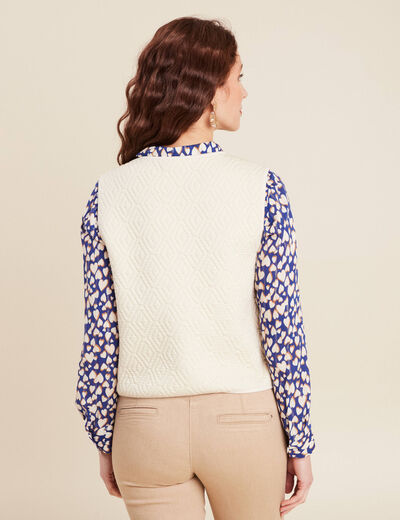 Gilet sans manches matelassé ecru femme
