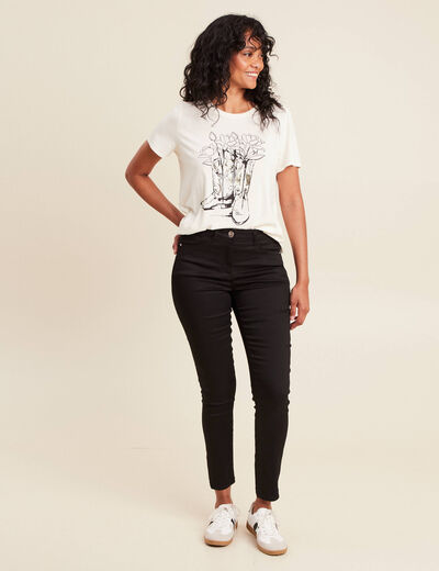 Pantalon léger taille standard 7/8ème noir femme