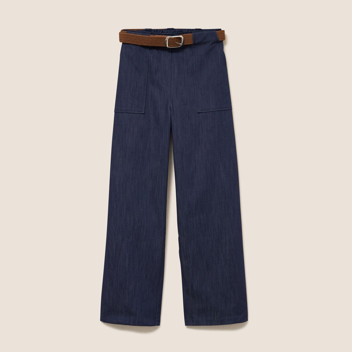 Jean cargo taille haute denim brut femme