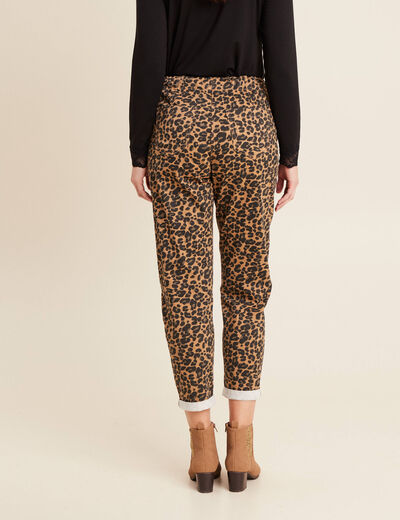Pantalon paperbag 7/8ème marron femme