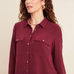 Chemise manches longues bordeaux femme
