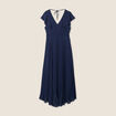 Robe longue &eacute;vas&eacute;e &agrave; volants bleu marine femme