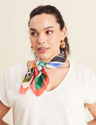 Foulard 100% soie multicolore femme