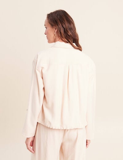 Chemise col chemise manches longues creme femme