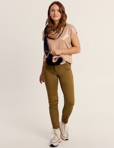 Pantalon enduit réversible couleur bronze femme