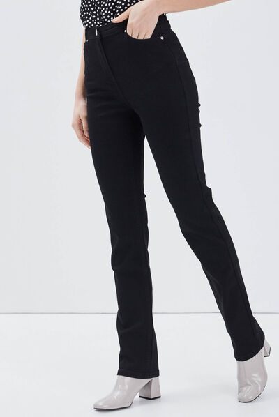 Pantalon large taille haute noir femme