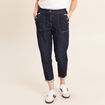 Pantalon mom 7/8&egrave;me en coton denim brut femme
