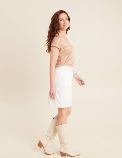 Jupe droite réversible blanc femme