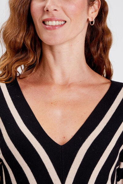 Robe pull droite ceinturée couleur or femme