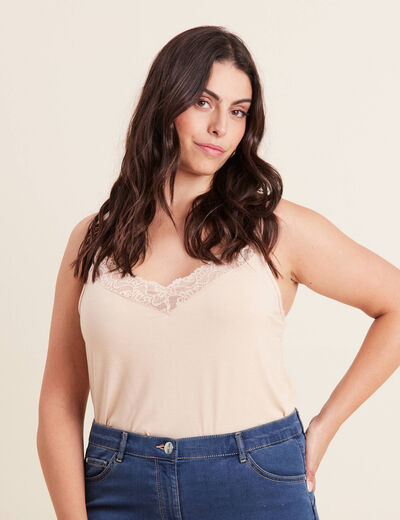 Débardeur thermo-douceur bretelles fines beige femme