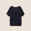 Pull col v bleu marine femme
