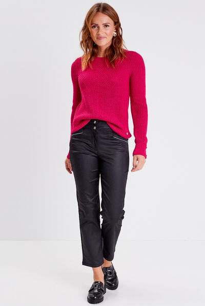 Pantalon droit noir femme