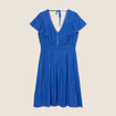 Robe droite fluide smockée bleu electrique femme