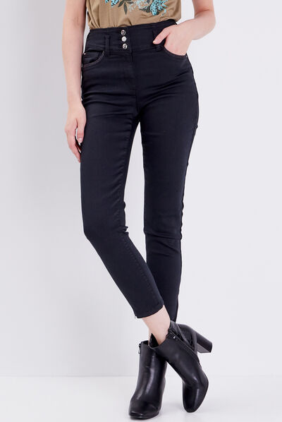 Jean ajusté 7/8ème noir femme