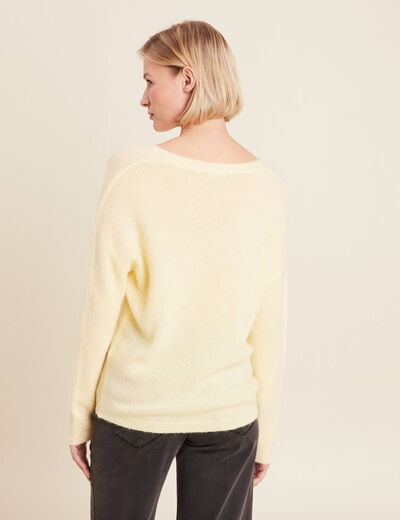 Pull manches longues jaune clair femme