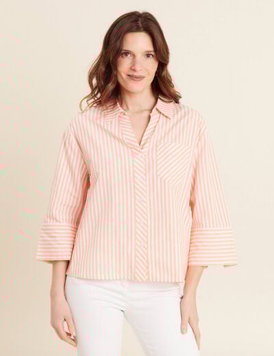 Chemise manches 3/4 orange femme